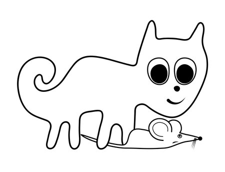 Cat and mouse - a paraphrase of the famous geoglyph The Cat from Nazca, The Nazca Lines, Nazca Desert, Peruのイラスト素材