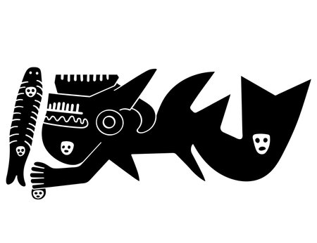 Geoglyph of The Killer Whale from Palpa, The Palpa Lines, Peruのイラスト素材