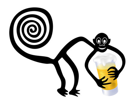 Geoglyph of the Monkey from Nazca with glass of berr, The Nazca Lines, Nazca Desert, Peruのイラスト素材
