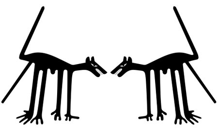 Fight - a paraphrase of the famous geoglyph of The Dog from Nazca, The Nazca Lines, Nazca desert, Peruのイラスト素材