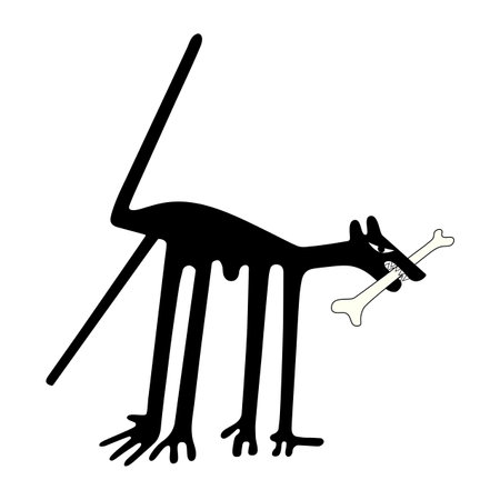 The dog with bone - paraphrase of the famous geoglyph The Dog from Nazca, The Nazca Lines, Nazca Desert, Peruのイラスト素材