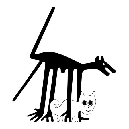 The dog and the cat - a paraphrase of the famous geoglyphs from Nazca, The Nazca Lines, Nazca Desert, Peruのイラスト素材
