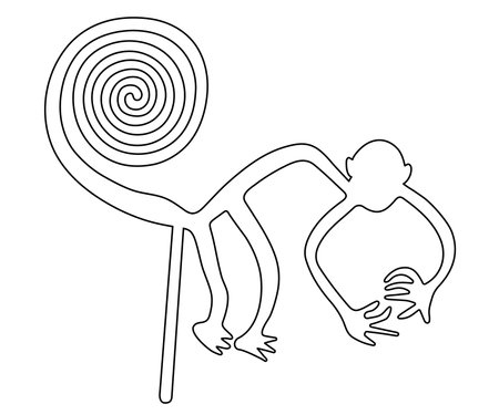 Geoglyph of the Monkey, The Nazca Lines, Nazca Desert, Peruのイラスト素材