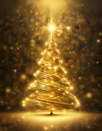 Shining and glowing Christmas treeの素材