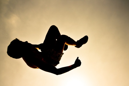 Parkour - side jump taken up from the bottomの写真素材