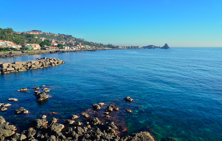 Seascape. Seafront of Acireale in the province of Catania, Italyの写真素材