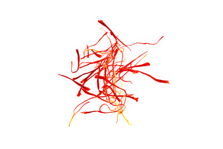 Pistils dried saffron isolated on white tableの写真素材