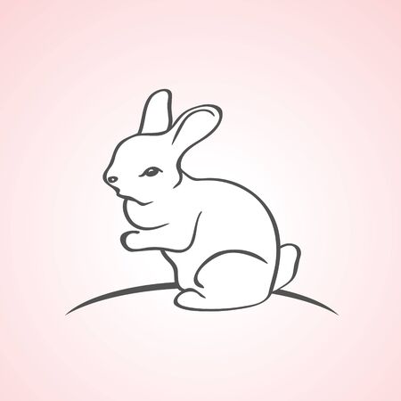 Vector white rabbit. Stylized illustrationのイラスト素材