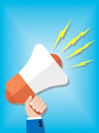 A men's hand holding a megaphoneのイラスト素材