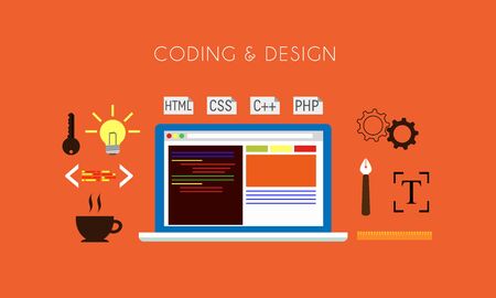 Programming - Coding and Design Flat Concept