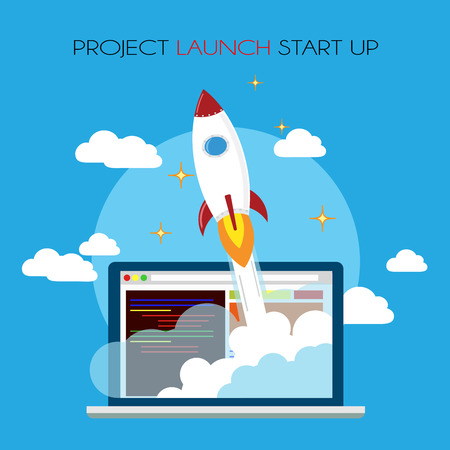 Flat design business startup launch conceptのイラスト素材