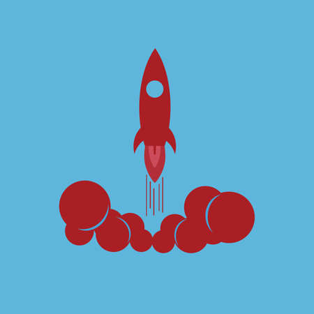 Flat icon of Rocket launch, start up conceptのイラスト素材