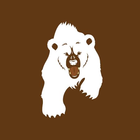 Angry grizzly bear, walking showing fangs and clawsのイラスト素材