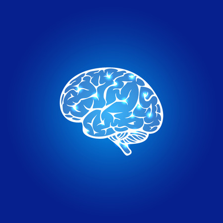 Abstract human Brain on blue background. Brainstorming concept illustrationのイラスト素材