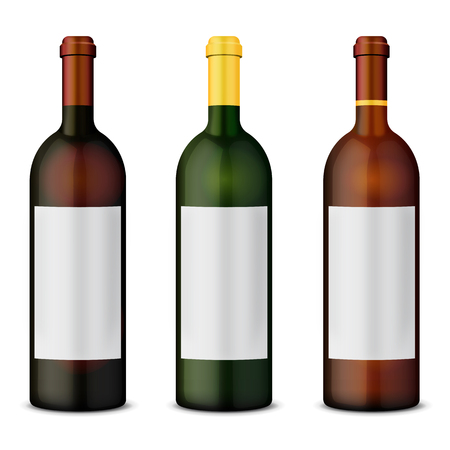 Set of wine bottles: Red, White and Roseのイラスト素材