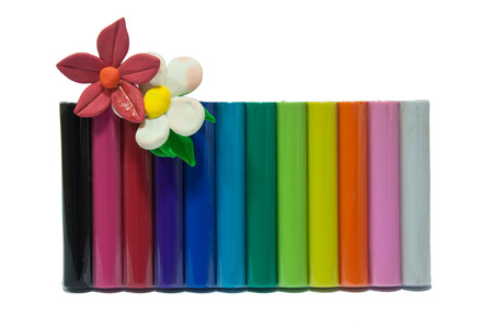 Clay Sticks Fence With Clay Flowersの写真素材