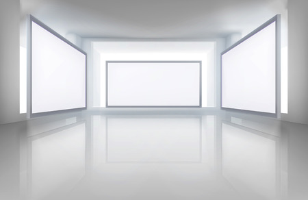 Pictures in art gallery. Vector illustration.のイラスト素材