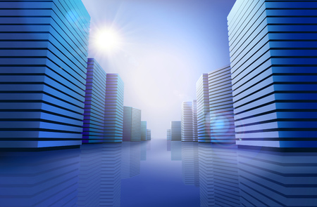 City skyline at the sunlight. Vector illustrationのイラスト素材