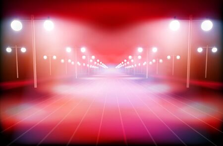 Illuminated way in the city. Vector illustrationのイラスト素材