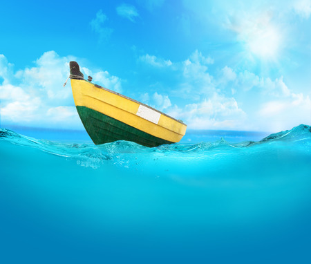 Rowing boat on the sea.の写真素材