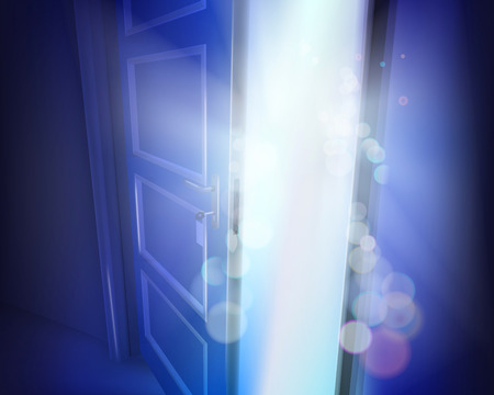 Open door into the room. Vector illustration.のイラスト素材