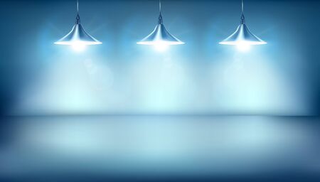 Office with hanging lamps. Vector illustration.のイラスト素材