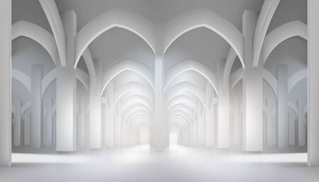 Long hall in historic interior. Vector illustration.のイラスト素材
