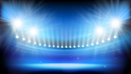 Spotlights illuminating the stadium. Abstract vector illustration.のイラスト素材