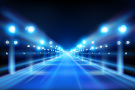 Illuminated street. City at night. Vector Illustration.のイラスト素材