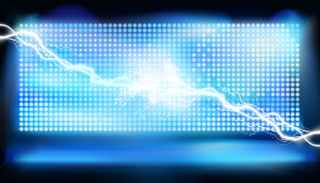 A large led screen on the stage. Electric power energy. Vector illustration.のイラスト素材