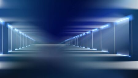 Empty lighted room. Gallery exhibition. Factory hall, store. Vector illustration.のイラスト素材