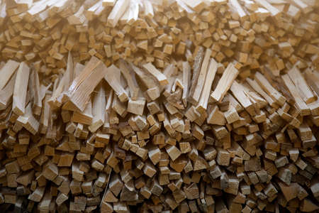 horizontal photograph of firewood applied neatly. background. texture. copy spaceの写真素材