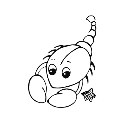 Vector linear image of children's zodiac signs, Scorpio.のイラスト素材