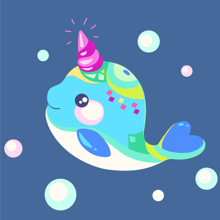 A small kind whale unicornのイラスト素材