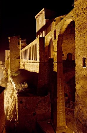 a nocturne in pitigliano, tuscany - italyの写真素材