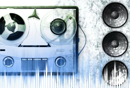 vintage grey analog recorder reel to reelの写真素材