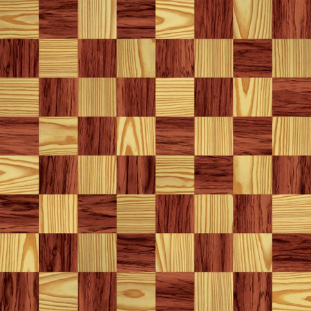 illustration of a beautiful wood chessboard with phorealistic texture