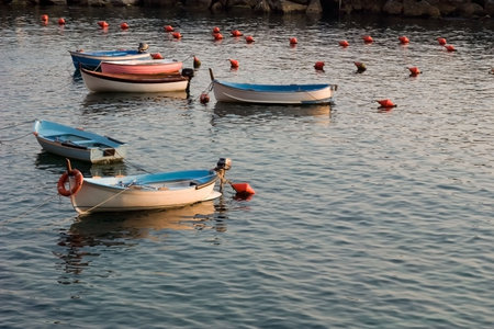 little fishing boat moored in the mediterranean - Cinque Terre - Italy