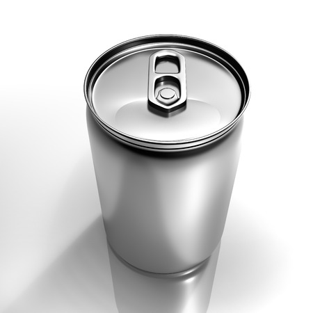 isolated aluminum beverage can isolated on white backgroundの写真素材