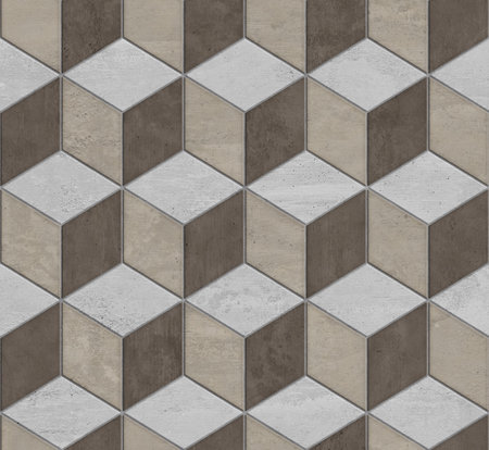 seamless vintage background tiles texture - optical illusion of cubesの写真素材