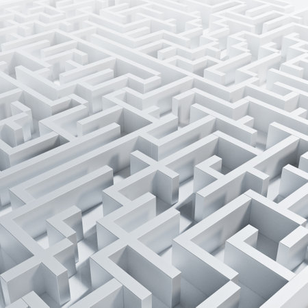 3d render of gray labirynth mazeの写真素材