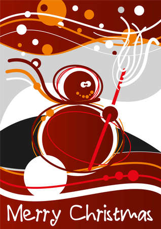 red snowman under the fallin snow with replaceable textのイラスト素材