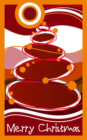 red illustration of christmas tree under a cometのイラスト素材