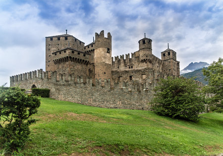 Fenis Castle, near Aosta in Italy - beautiful medieval fortressのeditorial素材