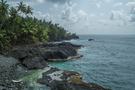 Oceanic pool of tropical island of sao tomeの写真素材