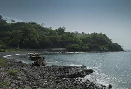 Ship sunk in sao tome africaの写真素材