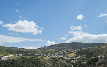 Houses in a valley in the north of portugalの写真素材