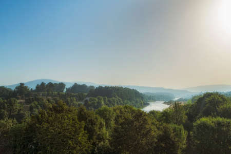 View from the top of the forest with river in portugalの写真素材