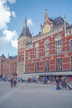 amsterdam central With people walking on the streetのeditorial素材