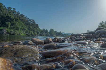 River current with stones in portugal